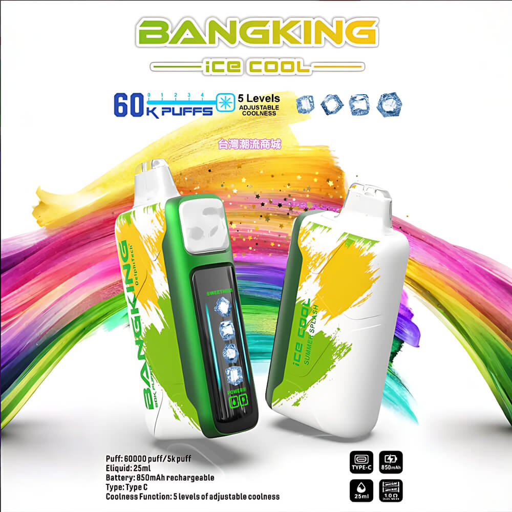 Bang King ICE COOL 60000 Puffs拋棄式電子煙 60k口超大容量 五檔涼度可調節一次性電子煙 台灣現貨 711到付|煙潮商城