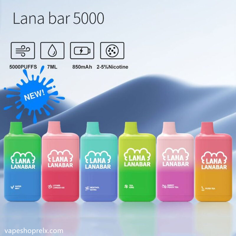 LANA 5000 口｜拋棄式一次性電子煙 陶瓷芯過濾棉芯 850mAh - 煙潮商城
