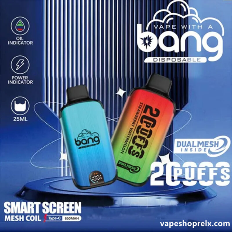 Bang DUALMESH 20000 Puffs全新一次性拋棄式霧化棒/LED顯示屏/可充電一次性電子煙 持久電量|煙潮商城
